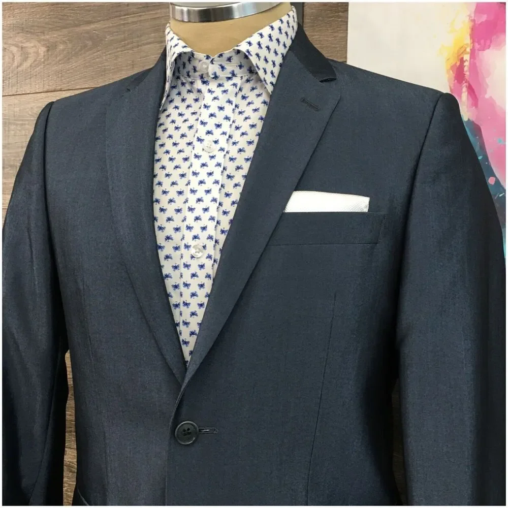 JOHN VARVATOS Mens Blazer Sport Coat Casual Jacket Size 38R Two Button Blue Suit